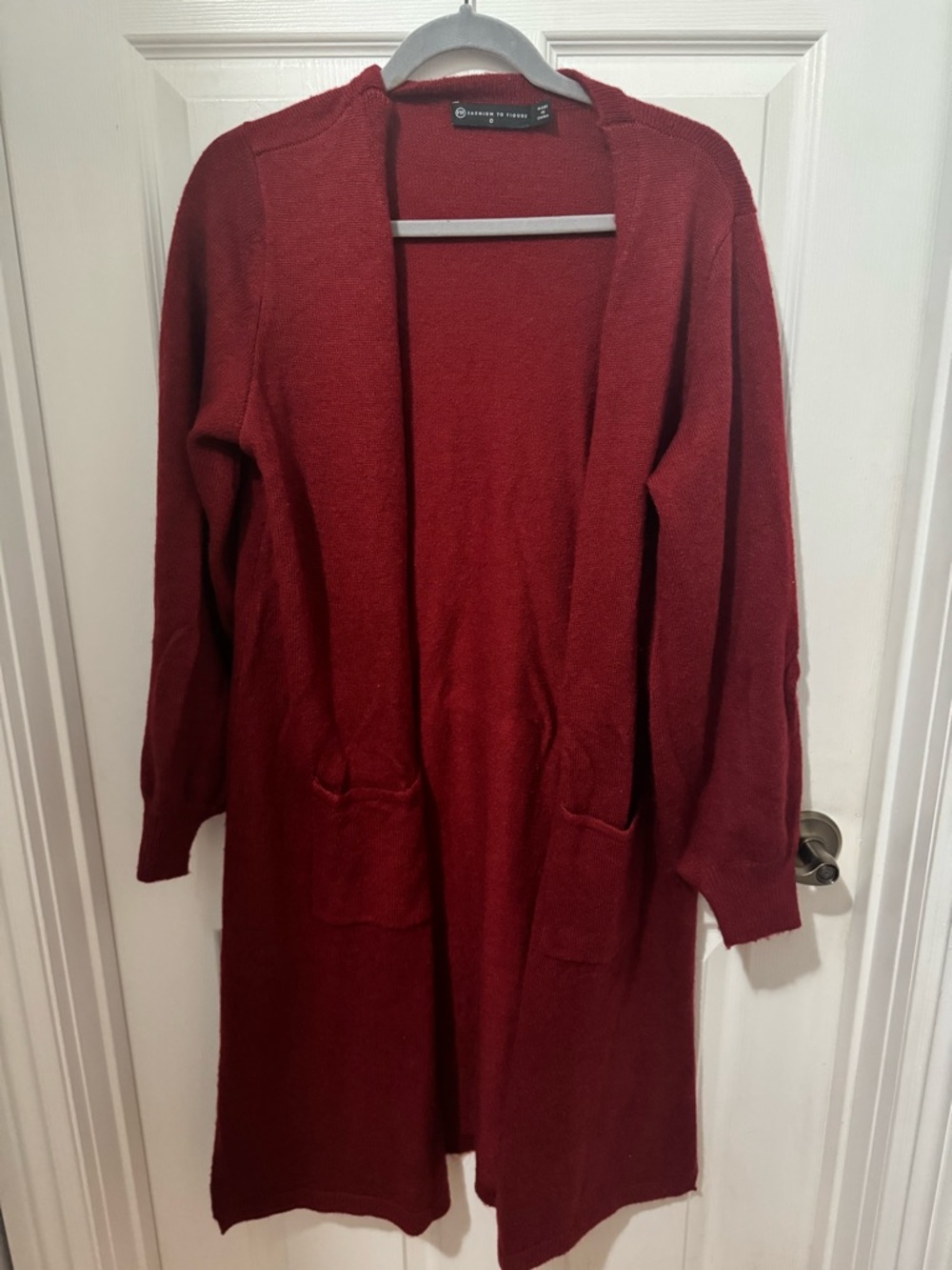 Women's Open-Front Long Cardigan Sweater - Burgundy